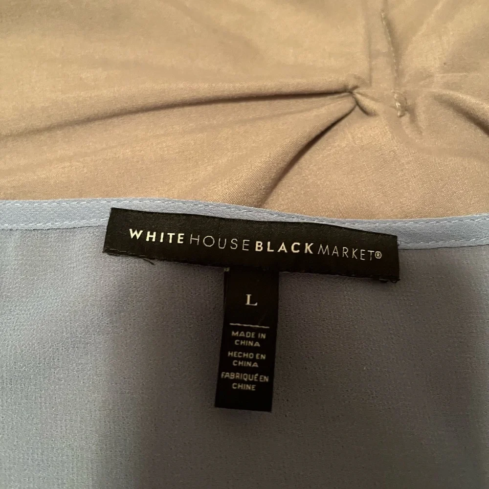 WHBM  Blue Sheer Blouse with Cut-Out Details - Picture 5 of 12